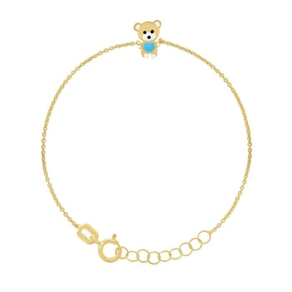 Barnarmband - LÉA &amp; ARTHUR - TEDDY - 375 Guld Guld - Forçat Mesh - Justerbar 12-14 cm