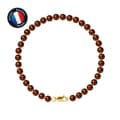 Miniatyrbild 1 av 4: Armband - PERLINEA - Choklad sötvattensodlade pärlor - 9 Cts gult guld - AAA+ kvalitet - 5-6 mm