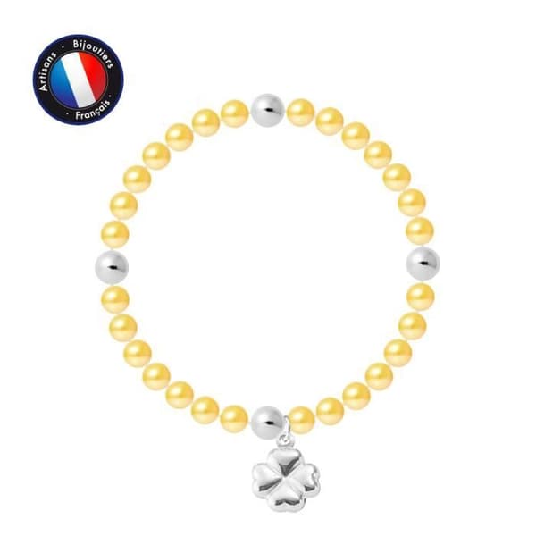 Armband - PERLINEA - My Chance - Sötvattensodlade pärlor 5-6 mm - 925 Silver - Elastisk