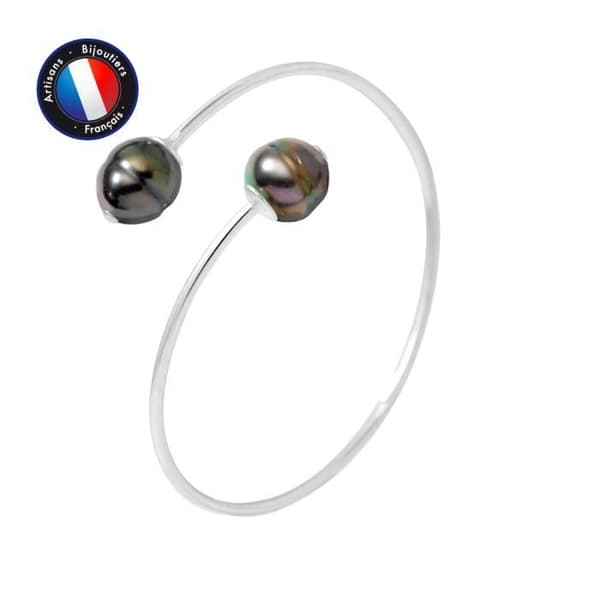 Armband - PERLINEA - Toi &amp; Moi - Tahitiska pärlor 10-11 mm - 925 Silver - Dam