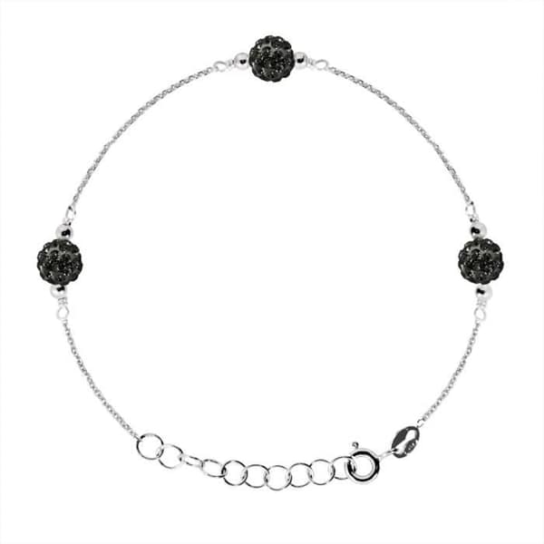 Armband - LOVA LOLA VAN DER KEEN - 3 svarta kristallkulor - 925 Sterling Silver - Längd 18 cm