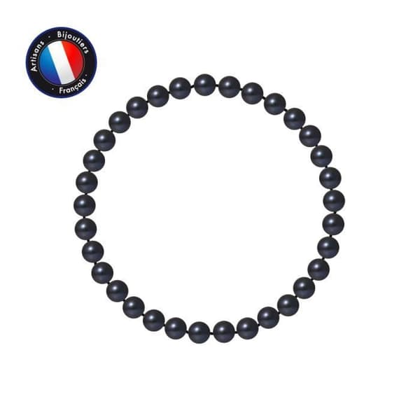 Armband - PERLINEA - Äkta sötvattensodlad pärla 5-6 mm - Svart - Resistant med hög motståndskraft - 18 cm