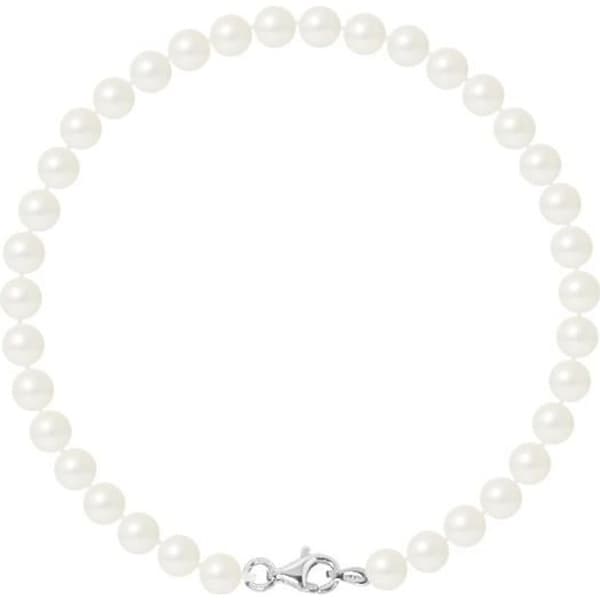 Armband - PERLINEA - Äkta odlade pärlor 5-6 mm - 925 Silver - Längd 18 cm - Dam