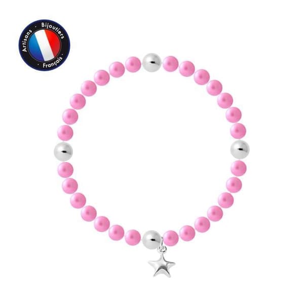 Armband - PERLINEA - My Star - 5-6 mm Sötvattenspärlor - 925 Silver - Elastisk