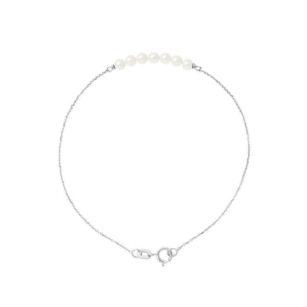 Armband - PERLINEA - 7 sötvattensodlade pärlor - Vitguld - Längd 18 cm - AAA+ kvalitet