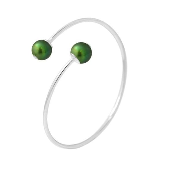 Armband - PERLINEA - Intense Green - 925 Silver - Odlade pärlor 9-10 mm - Storlek 14-20 cm