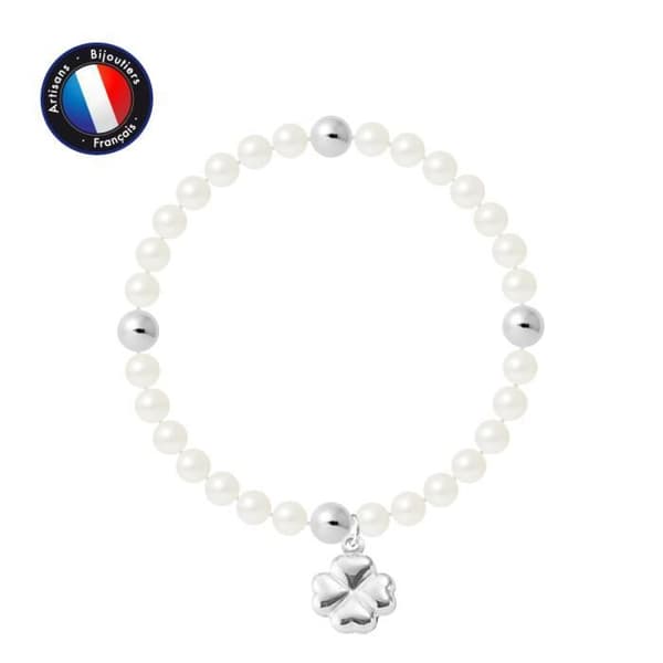 PERLINEA - My Chance Armband - Äkta rund sötvattensodlad pärla 5-6 mm Naturvit - Elastisk kabel - Damsmycken