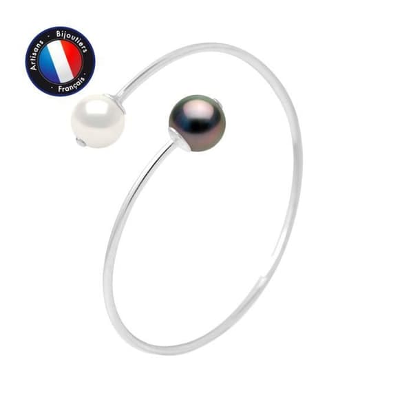 Armband - PERLINEA - Toi &amp; Moi - Tahitiska odlade pärlor 10-11 mm - 925 Silver - Dam