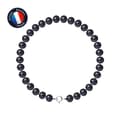 Miniatyrbild 1 av 4: PERLINEA - Armband - Äkta halvrunda sötvattensodlade pärlor 6-7 mm Svart Tahiti - Spring Ring - Damsmycken