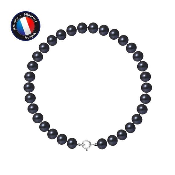 PERLINEA - Armband - Äkta halvrunda sötvattensodlade pärlor 6-7 mm Svart Tahiti - Spring Ring - Damsmycken