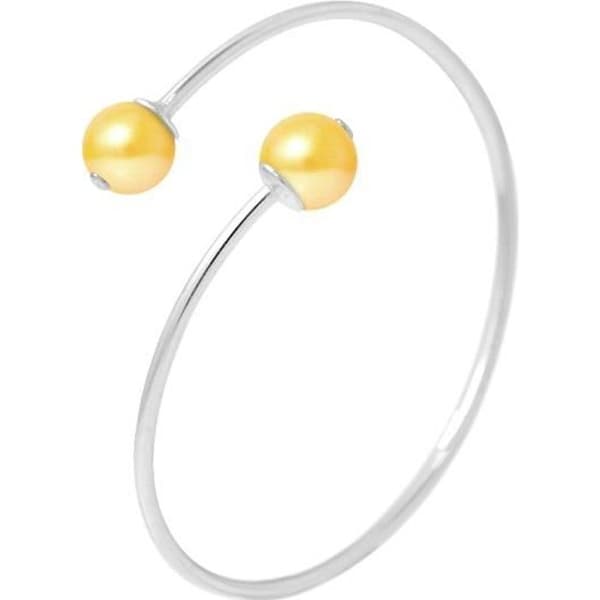 Armband - PERLINEA - 2 sötvattensodlade pärlor 9-10 mm - 925 Silver - Guld - Damer
