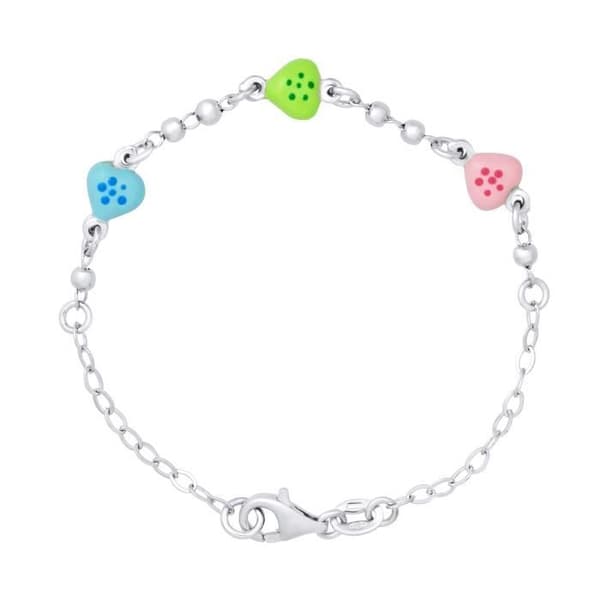 Armband Barn - LÉA &amp; ARTHUR - 3 Hjärtan - 925 Rhodiumpläterad - Justerbar längd - Unisex