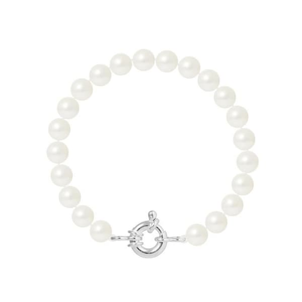 Armband - PERLINEA - Äkta odlade pärlor 7-8 mm - 925 Silver - Längd 18 cm - Dam