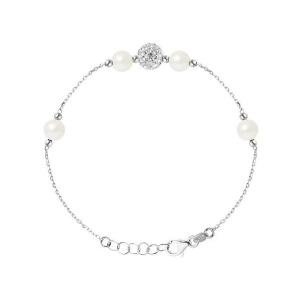 Armband - LOVA LOLA VAN DER KEEN - Sötvattenspärlor - 925 Sterling Silver - Vita kristaller - Justerbar storlek