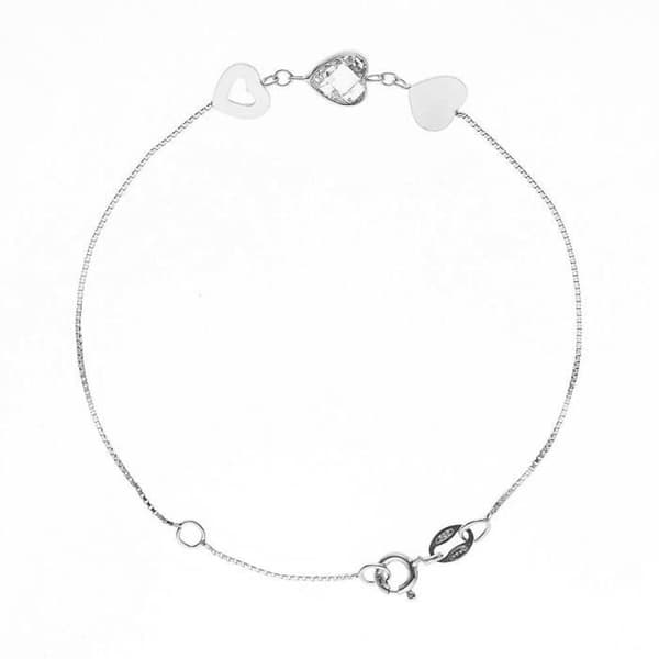 Armband - Nadja - 925 Rhodiumpläterad Sterling Silver - Längd 18 cm - Justerbar 15 cm - Zirkonia