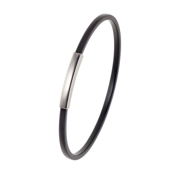 Armband - Roxana - Rhodiumpläterad 925 Sterling Silver - Stel armring - Svart keramik - 6,20 cm