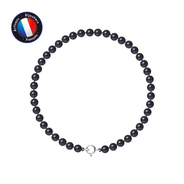 Armband - PERLINEA - Sötvattensodlade pärlor 4-5 mm - Tahitian Black - 9 Cts Vitguld - 18 cm