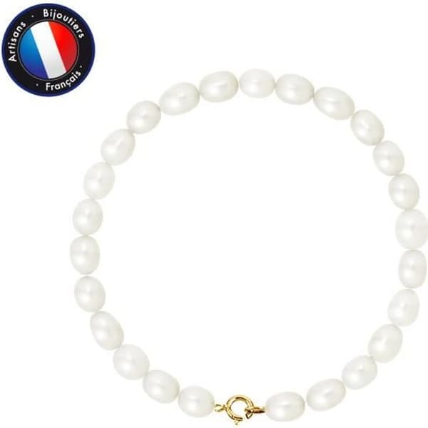 Armband - PERLINEA - Äkta odlad pärla 5-6 mm - 9 Cts Gult Guld - AAA+ kvalitet - Dam