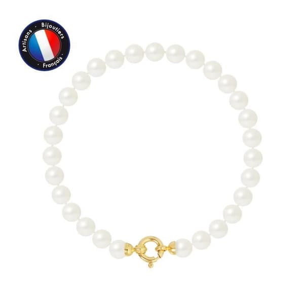 Armband - PERLINEA - Sötvattensodlade pärlor 6-7 mm - 9 Cts Gult Guld - AAA+ Kvalitet - Dam