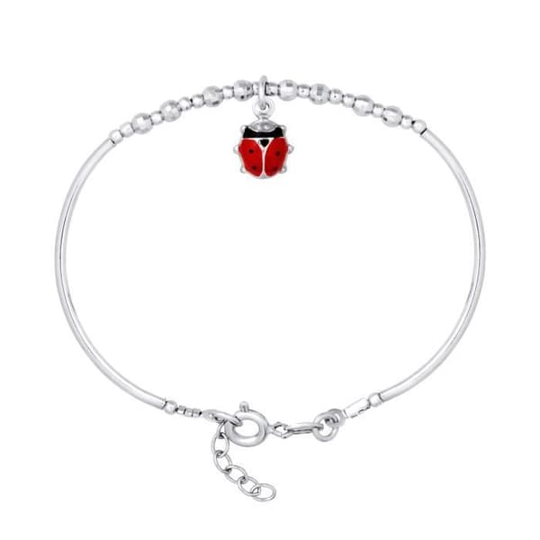 Barnarmband - LÉA &amp; ARTHUR - COCCINELLE - Rhodiumpläterad 925 Silver - Justerbar längd 14-16 cm - Blandat