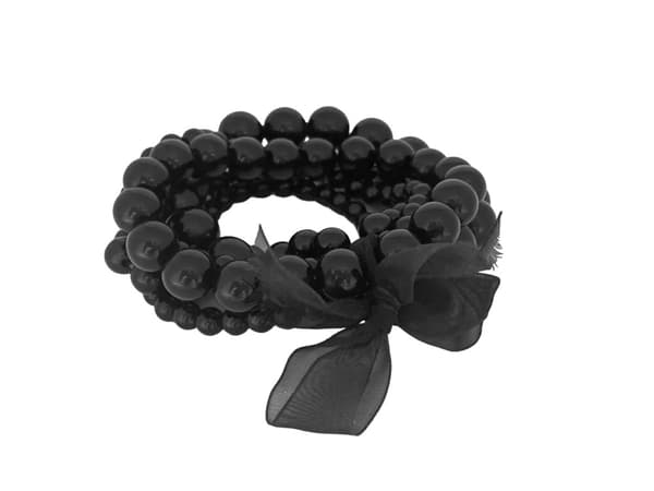 5 st Armband / Pärlarmband med Svarta Pärlor i Olika Storlekar