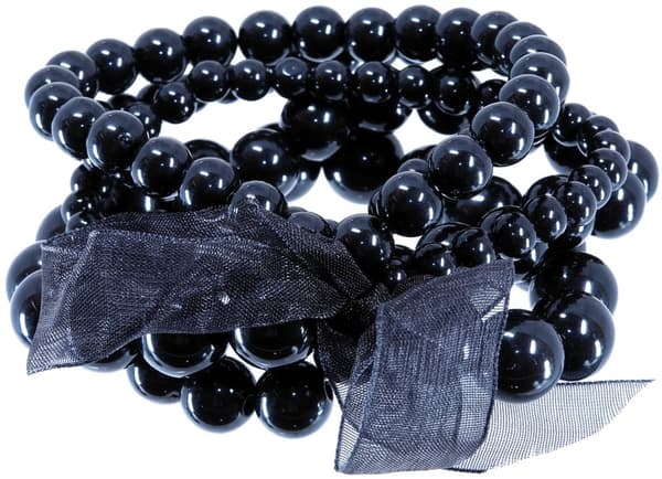 5 st Armband / Pärlarmband med Svarta Pärlor i Olika Storlekar