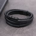 Miniatyrbilde 4 av 5: Punk flerlags vevd rustfritt stål lær tau armbånd