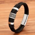 Miniatyrbilde 3 av 5: Punk vevd rustfritt stål lær tau armbånd