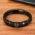 Miniatyrbillede 5 af 5: INF Punk vævet rustfrit stål læder reb armbånd