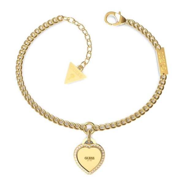 Armband - GUESS - Fint hjärta - Gyllene stål - Zirkoniumoxid - 14,6 cm