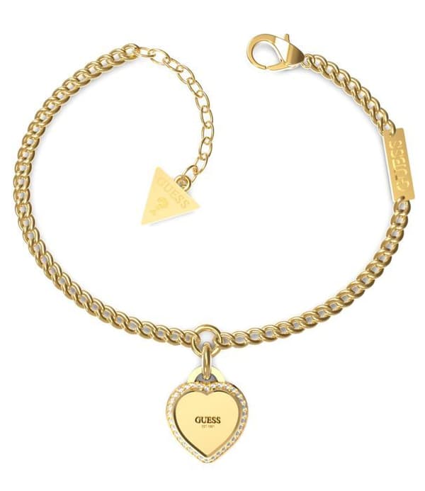 Armband - GUESS - Fint hjärta - Gyllene stål - Zirkoniumoxid - 14,6 cm