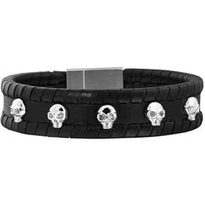 Juvelarmband - Polis - PL24410BLB-01-S - Svart läder - Storlek S - Rock Style