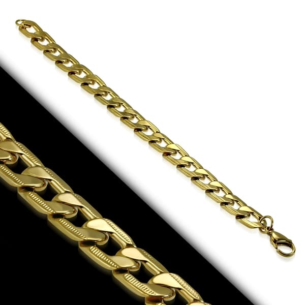 Herr Armlänk Armband Rostfritt stål Guldfärg 22 cm/7mm