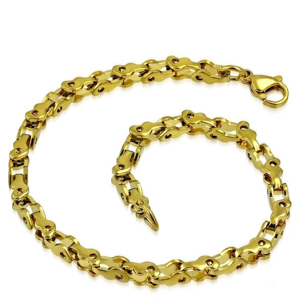 Armband Kedja Rostfritt stål 316L Guld Färg 21 cm/4 mm