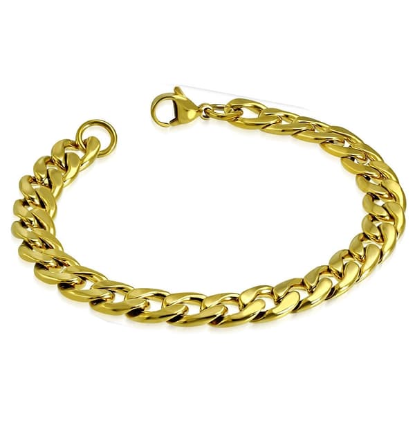 Herr Armband Stålarmband i Rostfritt Stål 316L i Guld Färg - Pansarlänk - L 22 cm B 9,5 mm