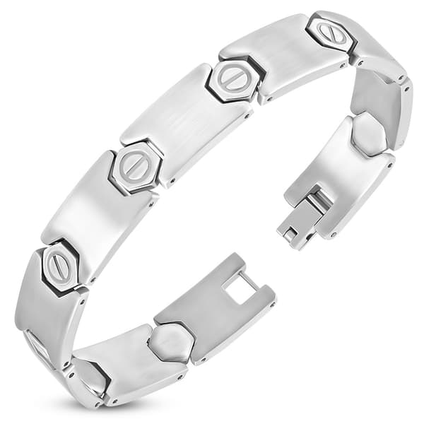 Armband Silver Färg Stållänk Skruvmotiv Rostfritt stål 316L