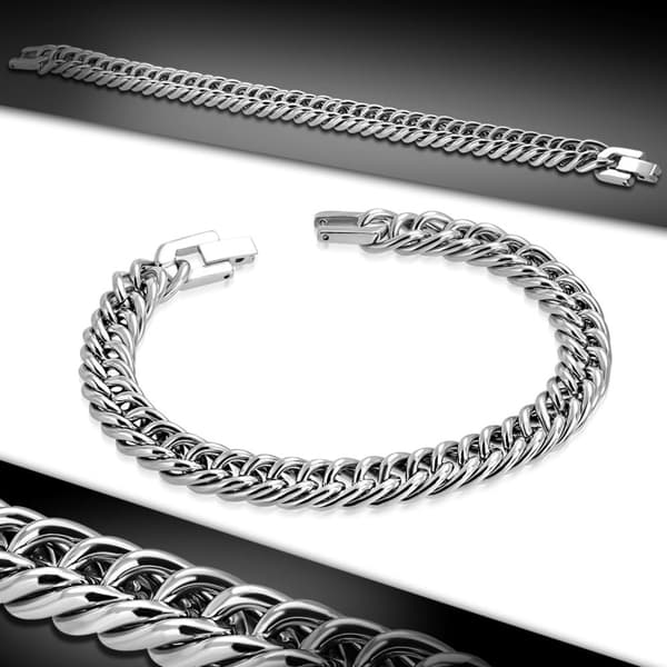 Armband Pansarlänk Silver Färg Rostfritt stål 316L 22 cm/9,5  mm
