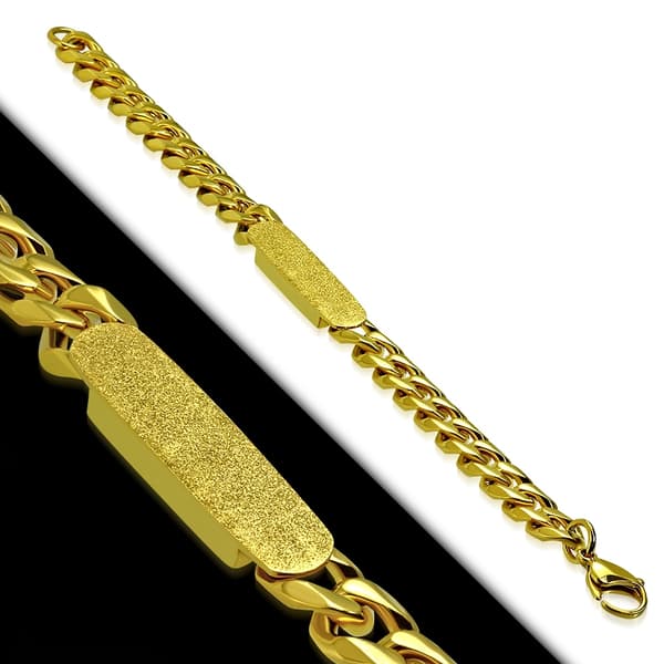 Herr Armband Pansarlänk 316L Kirurgisk stål Guld Färg ID Bricka