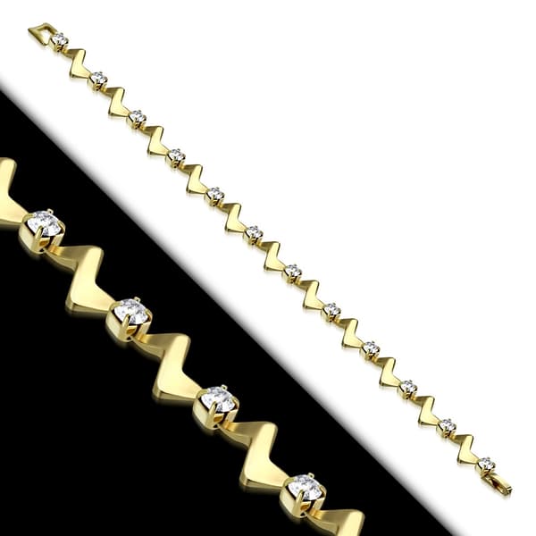 Guld Armband Dekorerat med Blixtar & Klara Cubic Zircon Kristaller