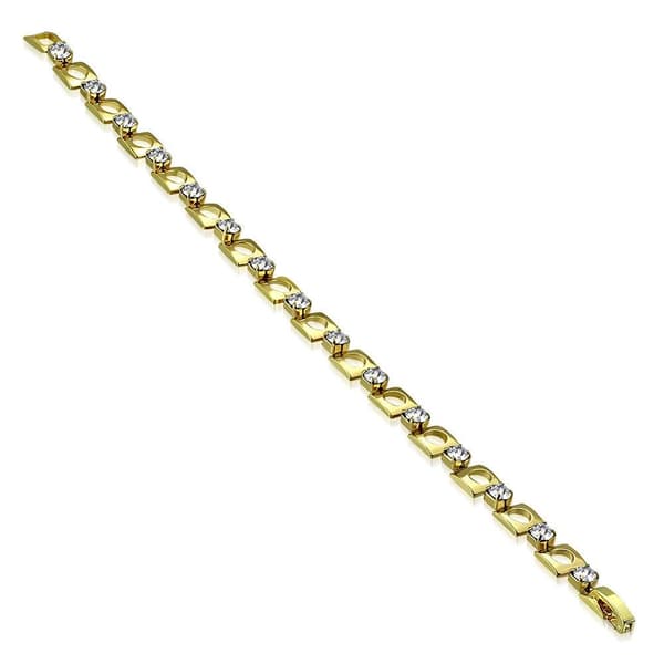 Guld Armband Dekorerat med Fyrkanter & Klara Cubic Zircon Kristaller