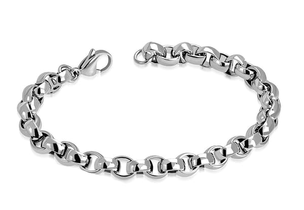 Armband Armlänk 316L Rostfritt stål 21 cm/7 mm Silver Färg