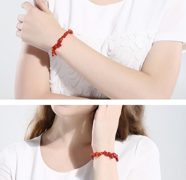 Armband med röda naturstenar Yoga BoHo Chic