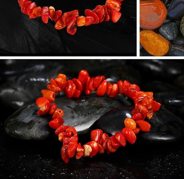 Armband med röda naturstenar Yoga BoHo Chic