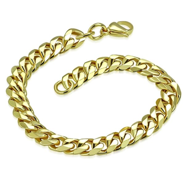 Herr Armband Armlänk Rostfritt stål 316L Guld färg 21 cm/8,5 mm