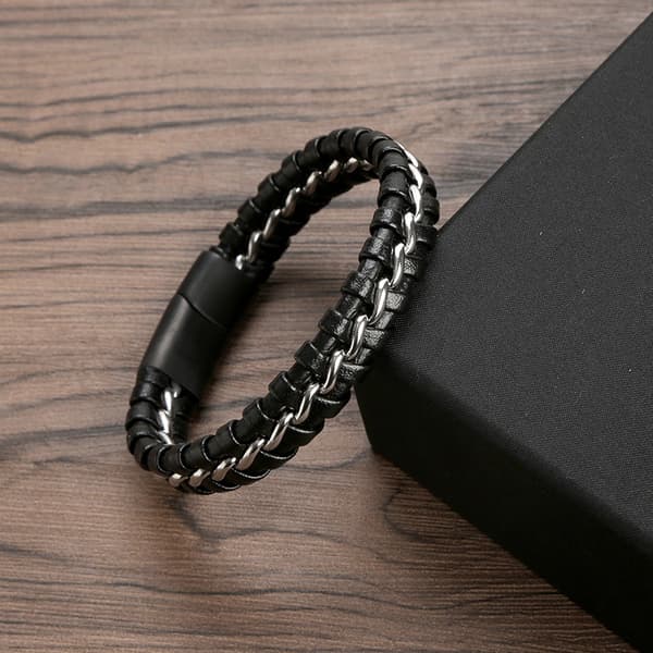 INF Armbånd i armbånd i flettet PU-skinn for menn