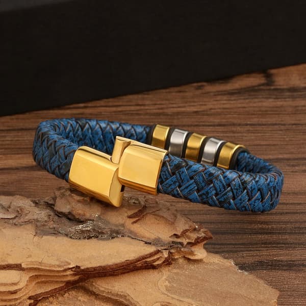 INF Armbånd i armbånd i flettet PU-skinn for menn