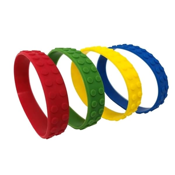 Playwrite Rubber Building Block Bracelet (Pack of 6) Multicoloured One Size