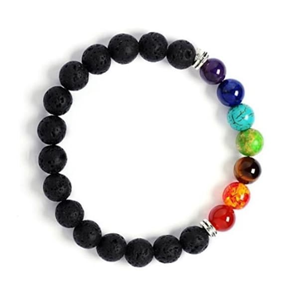 Armband - WCZF5 - Kvinna - Vulkanstenar - 7 chakran - Elastisk 7,5 tum
