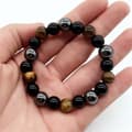Miniatyrbild 4 av 4: Naturlig svart hematit Obsidian armband för män och kvinnor, Tiger Eye Beads smycken för skydd [36A9A79]