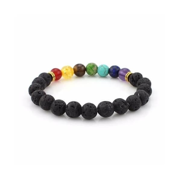 7 chakra armband i lavasten - Yoga / Meditations smycken - Flerfärgad